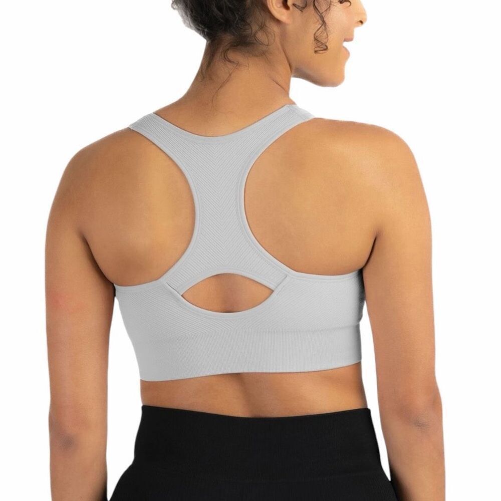 Member's Mark Women's Seamless Racerback Sports Bra Color Soft Silver Size XL - Picture 2 of 6